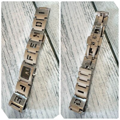 FENDI Watch 3150L Black Silver Rare Used From Japan Check