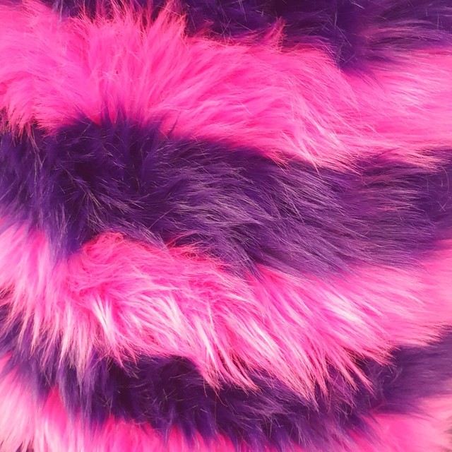 CHESHIRE CAT FAUX FUR SHAG FABRIC 60" PINK PURPLE STRIPE FULL OR HALF