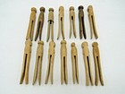 14 Vintage Round Head Wooden Clothes Pins 1950's/60's  Mixed Lot ~ Crafts