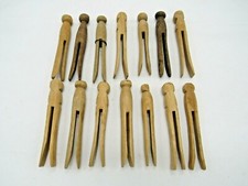 14 Vintage Round Head Wooden Clothes Pins 1950's/60's Mixed Lot  Crafts