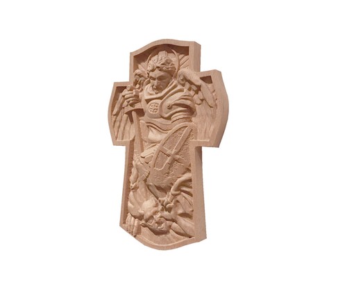 St.Michael Hardwood Wall Plaque 7-1/4" x 4-1/2" Cherry, Mahogany - Picture 7 of 8
