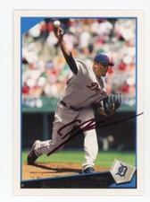 SIGNED BASEBALL CARD AUTO TOPPS 2009 EDWIN JACKSON DETROIT TIGERS #UH49