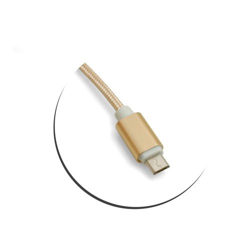 System-S Micro USB Cable To USB A 2.0 Plaited Nylon Coating Gold - Zdjęcie 3 z 3