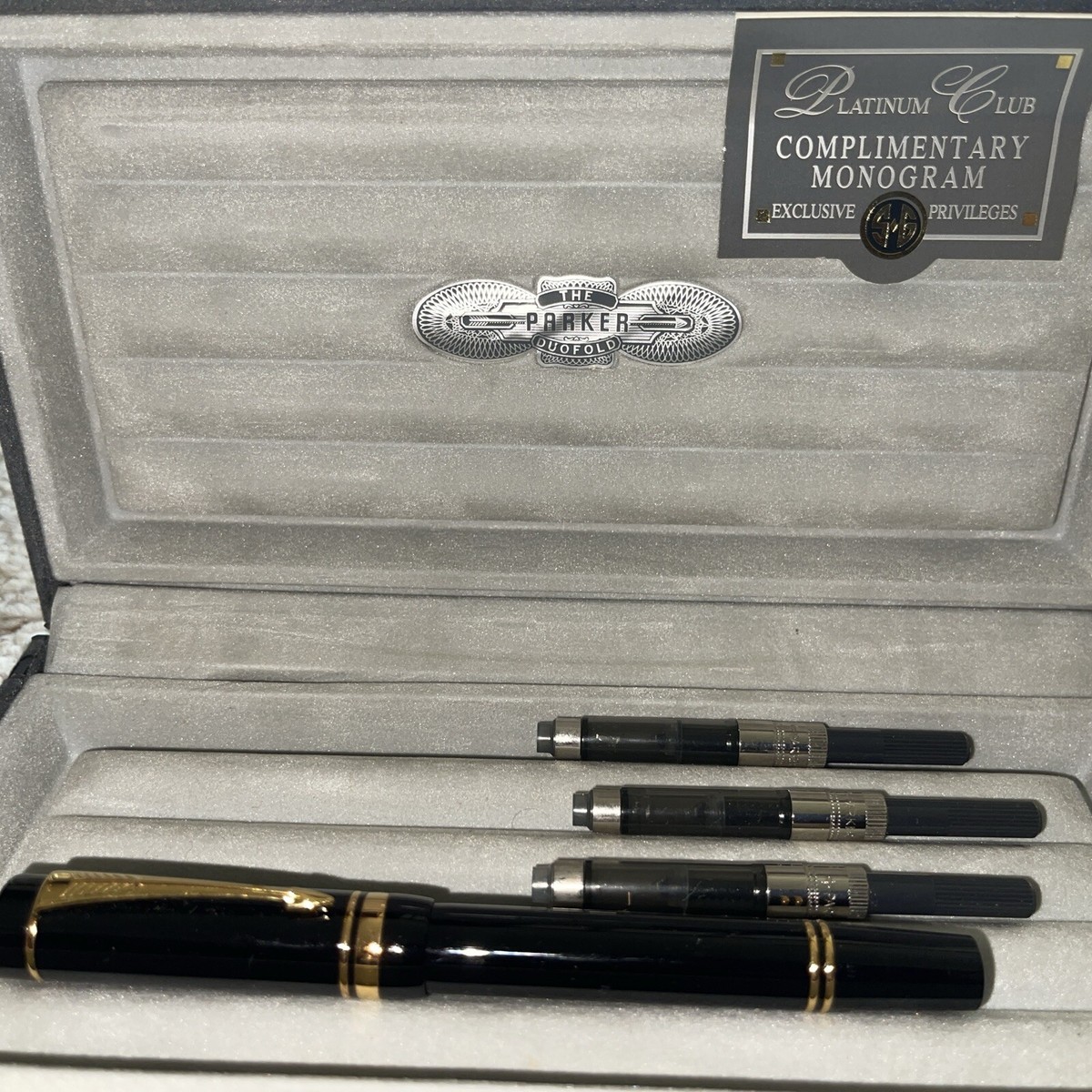 PARKER DUOFOLD 18Ｋ750 Parker Duofold Fountain Pen Platinum Club 18K 750 Gold Nib W