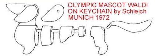1972 Olympics Munich - Mascot Dachshund Dog Waldi KEYCHAIN - PUZZLE TOY - Picture 4 of 6