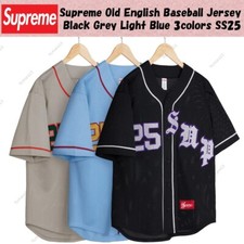 Supreme Old English Baseball Jersey Black Grey Light Blue 3colors SS25