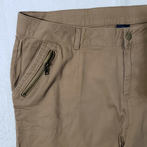 Faded Glory Chino Pants Womens Plus 16W Stretch Zipper Flat-Front Beige Khaki - Picture 5 of 12