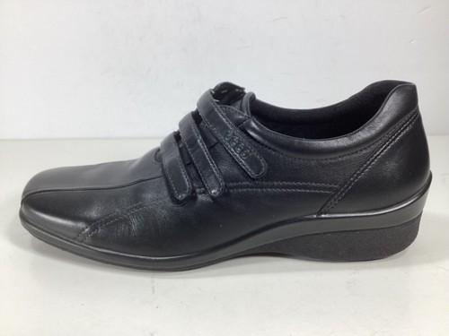 Ladies ECCO Corse 3 Strap Loafers 40 / 9 Black Leather Comfort Sneakers Shoes - Picture 4 of 11