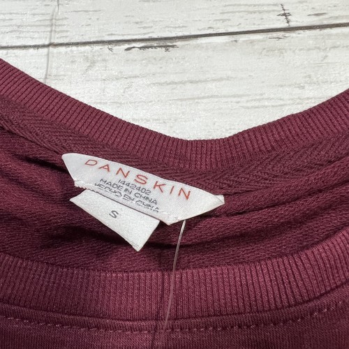 New Danskin Womens Maroon Short Sleeve Crew Neck Tulip Hem Pullover Top Sz Small - 第 4/6 張圖片