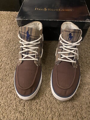 POLO Ralph Lauren Lander Chukka Canvas Shoe Sz 8D Polo Ralph Lauren Mens Size 8D Green Madras Plaid Lander  main image 3