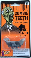 RUBBER ZOMBIE TEETH Fake Monster Joke Gag Prank Rotted Mummy Halloween Dentures