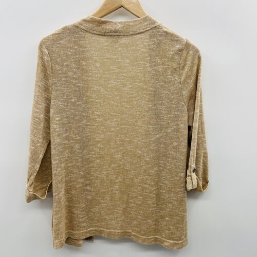 Studio Works Petite Womens PM Medium Open Front Cardigan Sweater in Tan 2069 - Picture 4 of 7