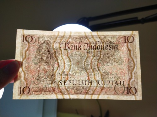 Indonesia 10 Rupiah 1952 P 43 God Prajnaparamita - 第 6/7 張圖片