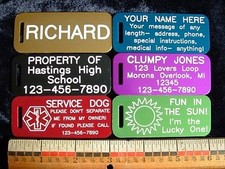 SIX 6 TAGS SET- DURABLE METAL ID SPORTS  LUGGAGE TAG 2 SIDED LASER ENGRAVED