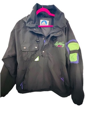 90 s Vintage Fahrenheit Windbreaker Jacket Black Half Zip Pullover Park City XL