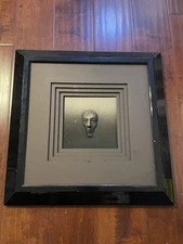 Kinder Harris Item 1252 Images 3D Withered Gold Face Relief Art Shadowbox VTG