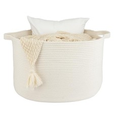 Extra Cotton Rope Basket Blankets Basket Living Room 22"x14" Toy Large white