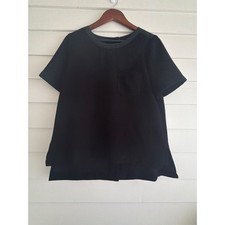 Vintage Look Black Silk Trim Shift Blouse Mod Minimalist Chanel Jackie O Top