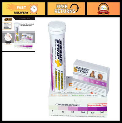 Brake Fluid & Coolant Test Strips Kit - Double Ended with Rating Scale Cards
