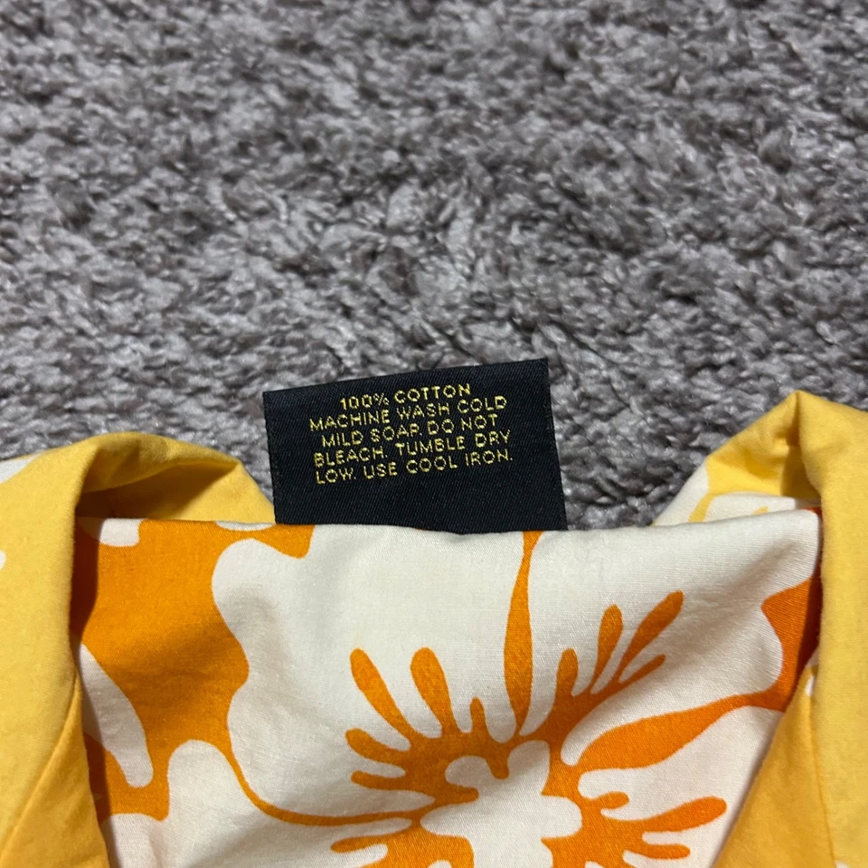 Camisa Hawaiana De Colección Gradiente Estampado Floral Aloha Cuello Campamento Años 90 y2k Naranja Grande Foto 3 de 4