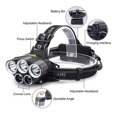 5x Led Headlamp Rechargeable Head Light Flashlight Torch Lamp Usa