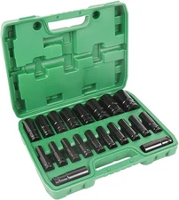 1/2" Drive Impact Socket Set, 20pcs and Tool One Size, Black 
