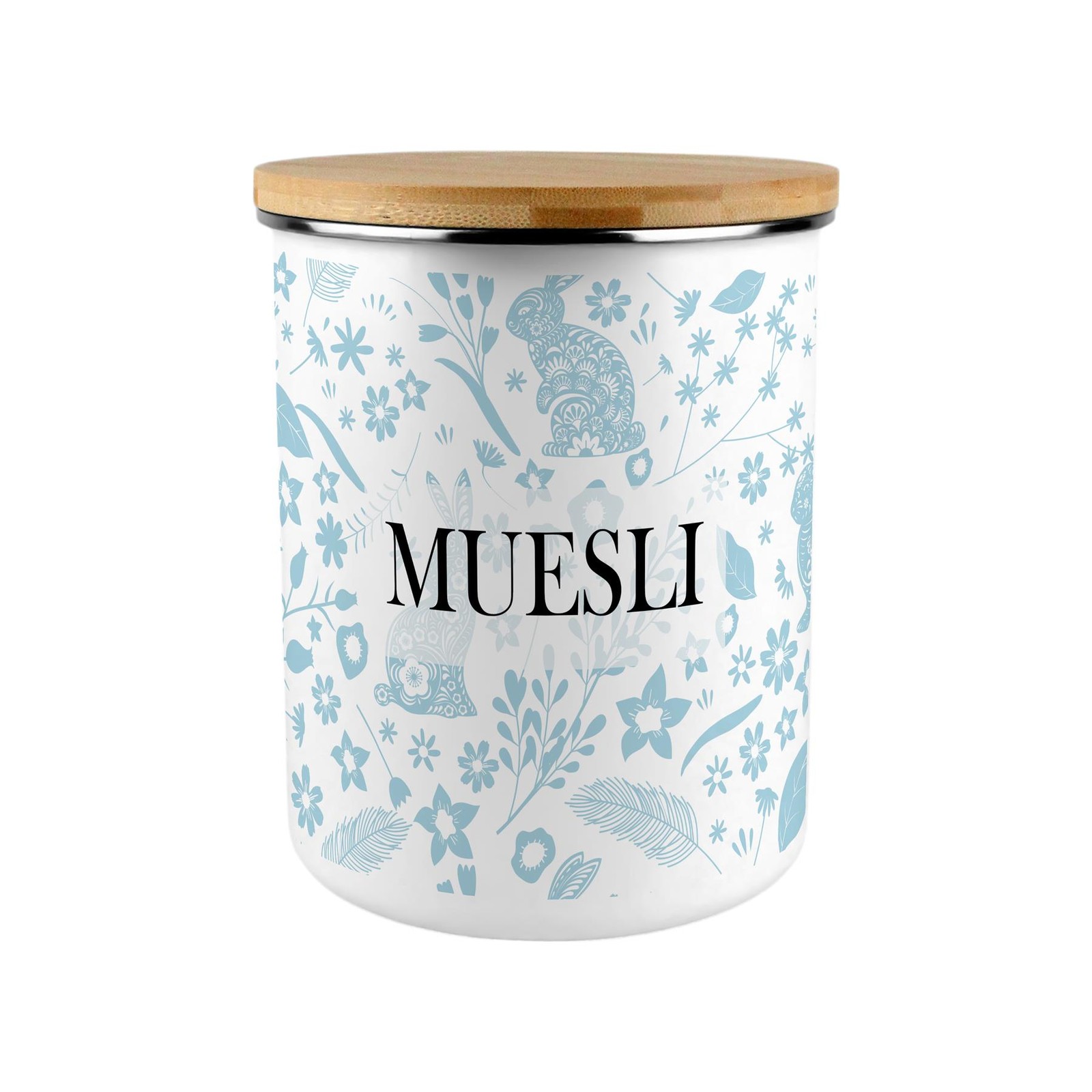 Blue Rabbits Muesli Storage Canister - XL Enamel Container Home Gift