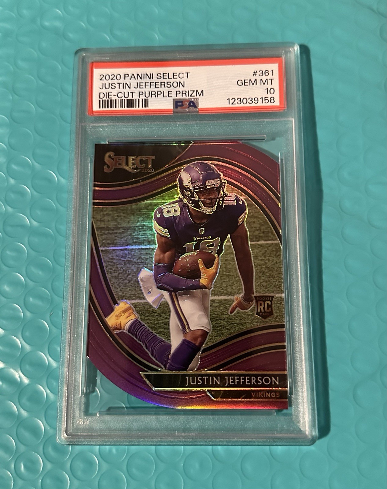 2020 Select Justin Jefferson Purple Field Level Die Cut Prizm Rookie RC PSA 10