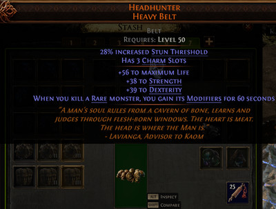 3 Slot Headhunter Heavy Belt Path of Exile 2 Return of the Ancients League POE 2