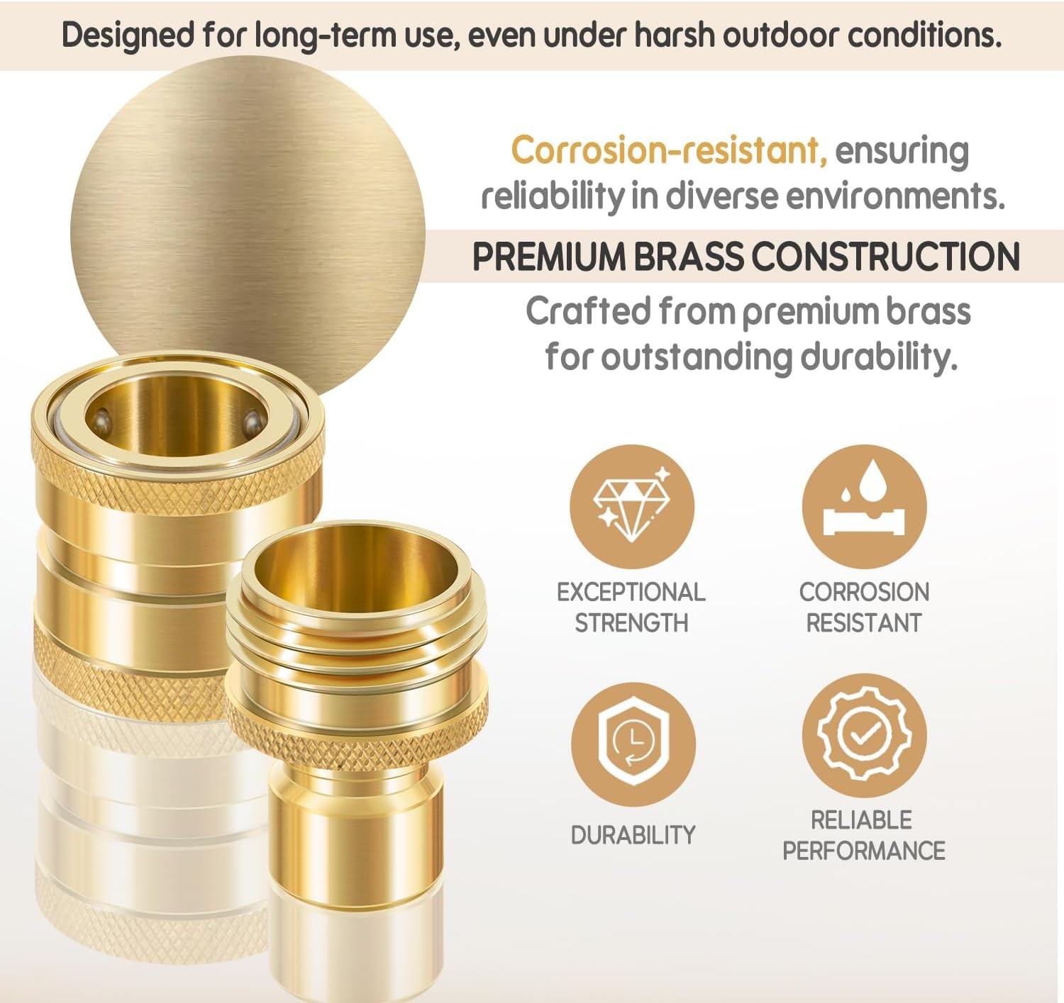 for Dramm 22729 Brass Hose Coupler Quick Disconnect Connect 3/4” GHT Male Female