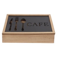 Besteckkasten DKD Home Decor Braun Schwarz Metall Holz MDF Vintage 25 X 18 X
