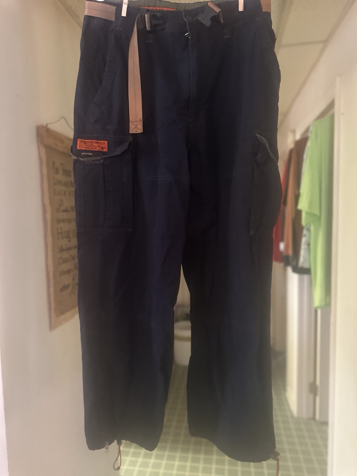 Vintage Abercrombie & Fitch Lined Paratrooper Pants Distressed. Dime Size Hole