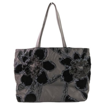 PRADA Velvet Flower Nylon Tote Bag in Black Women USED | eBay