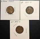 1925-S, 1925-D, 1925-P, Lincoln Wheat Cents, Lot of 3 Coins, VF/EF