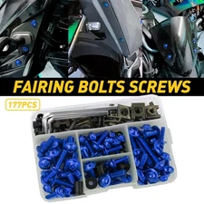 AUXITO 177PCS Fairing Bolts Kit (with Plastic Box) Blue Fits For Motorcycle