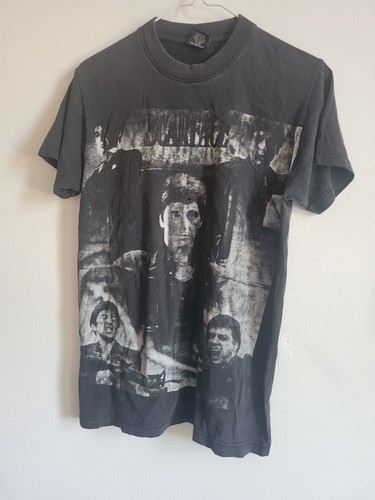 Mens Small-SCARFACE AL PACINO Ganster All Over Print T Shirt Blk - Picture 2 of 6