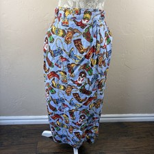 Vintage On The Verge Wrap Skirt Size 14 Western Cowboy Boots Rodeo Novelty Print