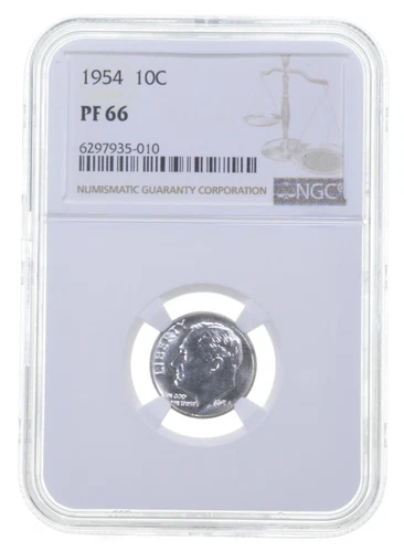 1954 PF66 Roosevelt Silver Dime NGC PR Proof *7027