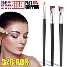 3/6x Angled Eyeliner Brush Slanted Set - Small Thin Winged Liner For Clean Lines
