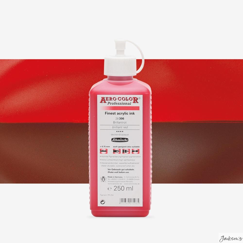 Schmincke Aero Color Acrylic Ink 250ml Brilliant Red Airbrush Paint