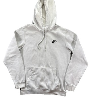 Nike Sportswear Club Fleece Hoodie Men's Small White Logo Swoosh Embroidered