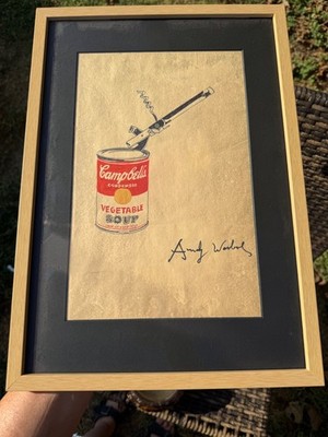 Andy Warhol Style Campbell's Soup Can Lithograph - Framed Museum Glass Leo Caste