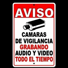 Spanish Warning Protected Video Surveillance Sign / Decal  Security Camera SH002
