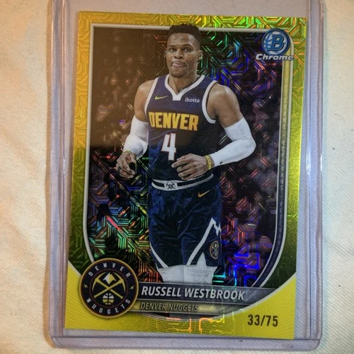 2025-26 Topps Bowman chrome #15 Russell Westbrook Yellow Mojo Refractor /75