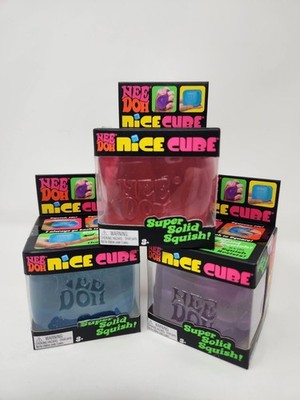 New NeeDoh Nice Cube 2.25'' Super Solid Squish 3-Pack Blue Pink & Purple Free S&H