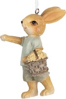 Clayre & Eef Dekoration HäNgendes Kaninchen Beige Blau 5X4X8 Cm