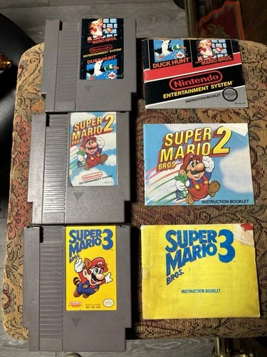 NES Lot 3 Games Mario 1 2 and 3 with Manuals Super Mario Bros