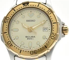Vintage [N MINT] SEIKO SCUBA 7N35-6000 Gold 38mm Men's New Battery Watch JAPAN