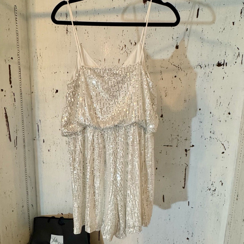 Double Crazy Silver Sequin Romper - image 2