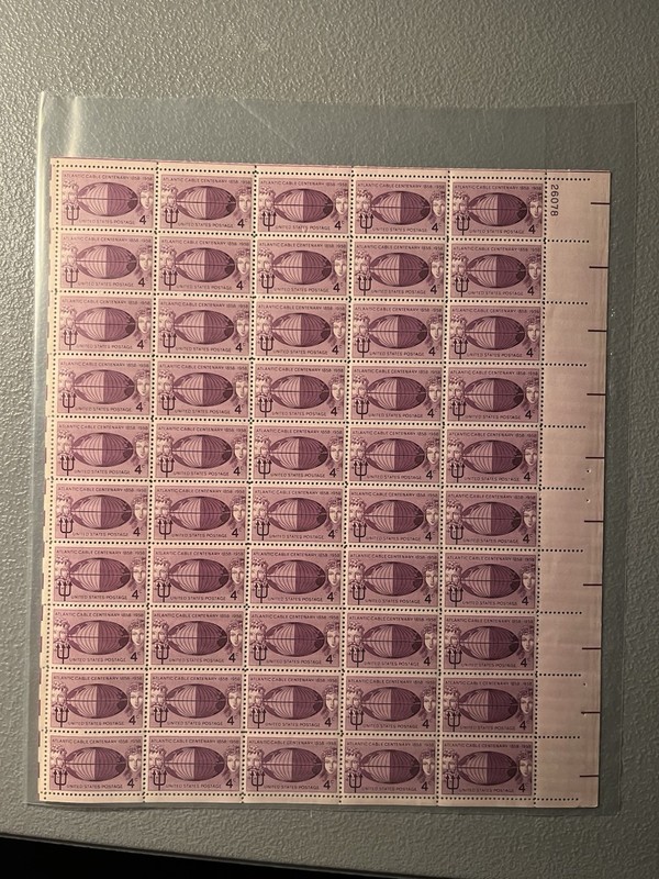 Scott#1112 Atlantic Cable Centennial 4 Cent Full Sheet Of 50 MNH OG